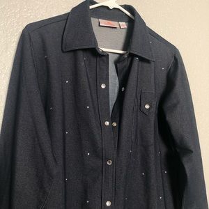 Bedazzled Collared Jacket Long Sleeve